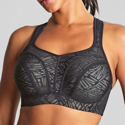 Panache Sport 5021C Power UW Padded Sports Bra Black & Chalk Underwired, padded sports bra with racer back option. 65-90, E-M 5021C-BLC