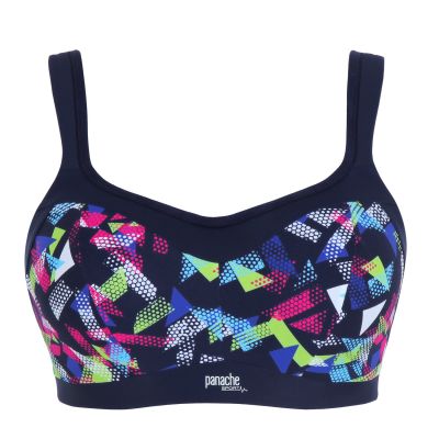 Panache Sport 5021D Power UW Padded Sports Bra Graphic Print Underwired, padded sports bra with racer back option. 65-90, D-K 5021D-GRA