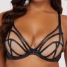 Playful Promises Ramona UW Strap & Mesh Bra Black Leatherette-thumb Underwired, non-padded mesh bra with strap detailing. 65-100, D-K PP-3220-L