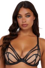 Ramona UW Strap & Mesh Bra Black Leatherette