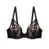 Playful Promises Ramona UW Strap & Mesh Bra Black Leatherette-thumb Underwired, non-padded mesh bra with strap detailing. 65-100, D-K PP-3220-L