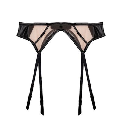 Playful Promises Ramona Strap & Mesh Suspender Black Leatherette  38/UK10 - 54/UK26 PP-SB-3220-L