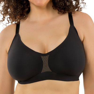 Parfait Lingerie Simplicity Wire Free Bra Black Non-wired, seamless bralette style bra with removable paddings and convertible straps. M-2XL, S+-3XL+ (D-L cups) P2400-BLK