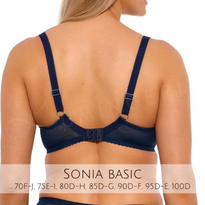 Gaia Lingerie Sonia Semi Soft Bra Navy Blue Underwired, semi soft bra. 70-105, D-L BS-1058-GRA