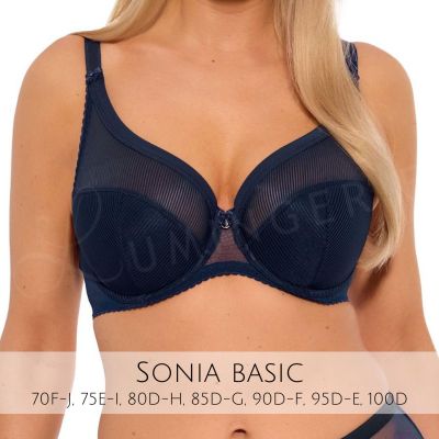 Gaia Lingerie Sonia Semi Soft Bra Navy Blue Underwired, semi soft bra. 70-105, D-L BS-1058-GRA