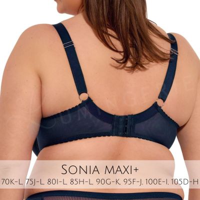 Gaia Lingerie Sonia Semi Soft Bra Navy Blue Underwired, semi soft bra. 70-105, D-L BS-1058-GRA