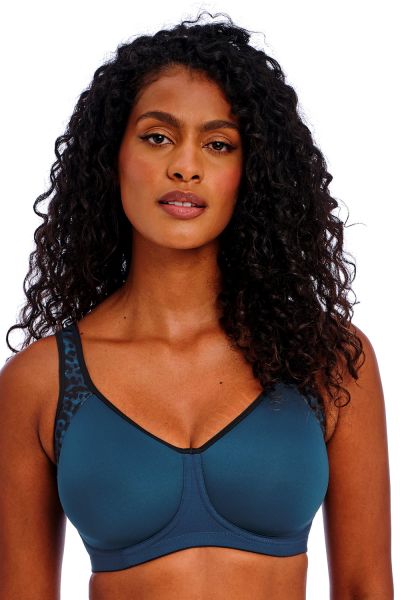 Freya Active Sonic UW Moulded Sports Bra Midnight Leopard Underwired spacer foam sports bra with convertible straps. 60-90, D-K AC4892-MIO