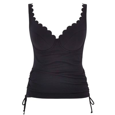 Panache Swimwear Spirit UW Plunge Tankini Black Underwired plunge tankini with adjustable sides. 65-85, F-M SW1781-BLK