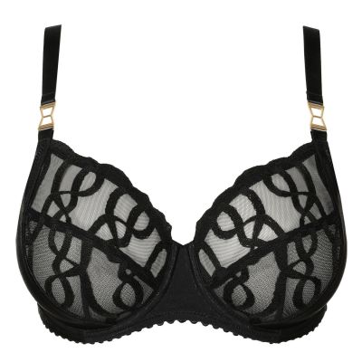 PrimaDonna Vallarta Full Cup Bra Black Leather Look Underwired, non-padded full cup mesh bra. 70-100 D-H 0163500-ZWA