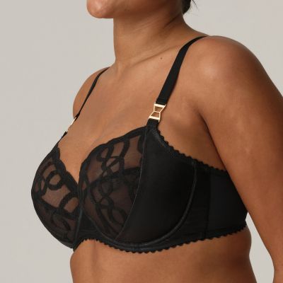 PrimaDonna Vallarta Full Cup Bra Black Leather Look Underwired, non-padded full cup mesh bra. 70-100 D-H 0163500-ZWA