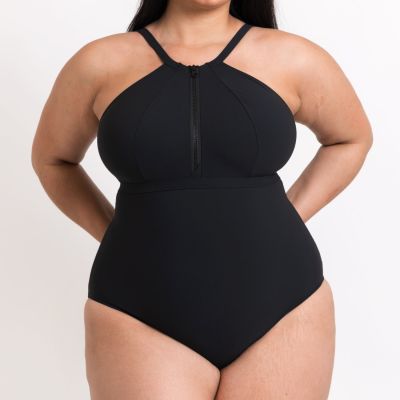 Curvy Kate Zip Tide Non-Wired Multiway Swimsuit Black Non-wired swimsuit with adjustable coverage. S/36-38 - 2XL/52-54 CS-035606-BLK