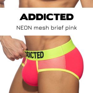 Addicted Neon mesh brief pink